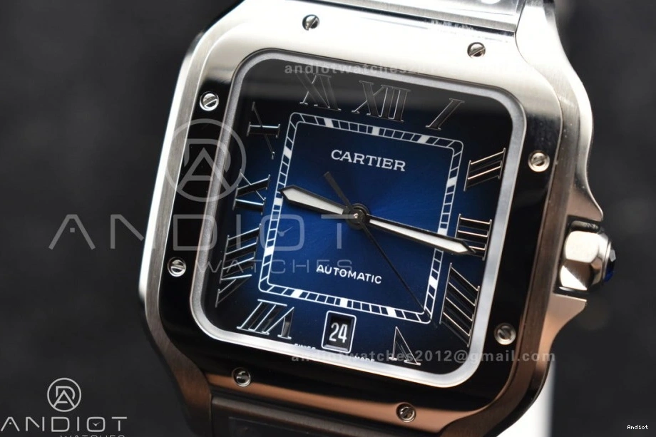 Blue 1:1 Santos BVF Best SS SmartLinks Dial Cartier Bracelet Edition on 9015 MIYOTA V2 de 40mm SS 0119